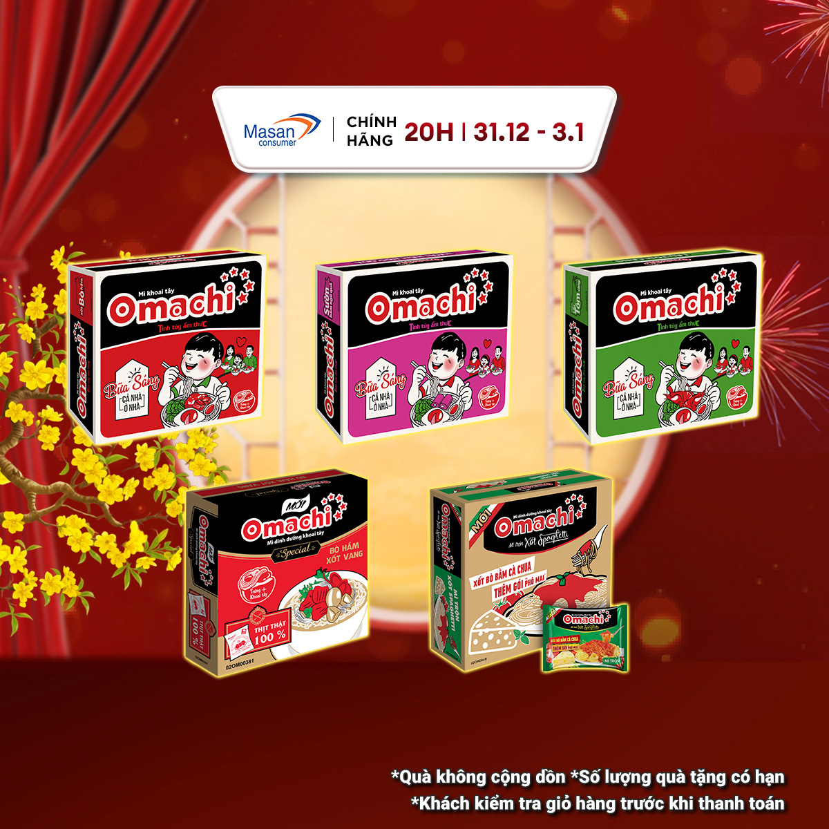   Chọn Vị  Thùng Mì Omachi  - Thùng 30 Gói x 80G  Bao bì có thể thay đổi theo đợt nhập hàng  