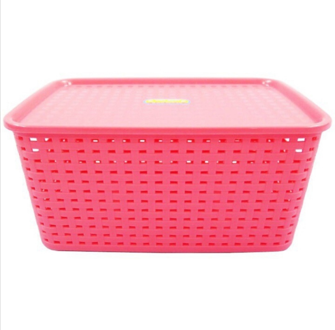 Rổ nhựa có nắp đậy việt nhật. rổ đại 23 x 30 x 43 cm. rổ trung 20 x 27 x 40 cm. rổ bé 14 x 19 x 28 cm