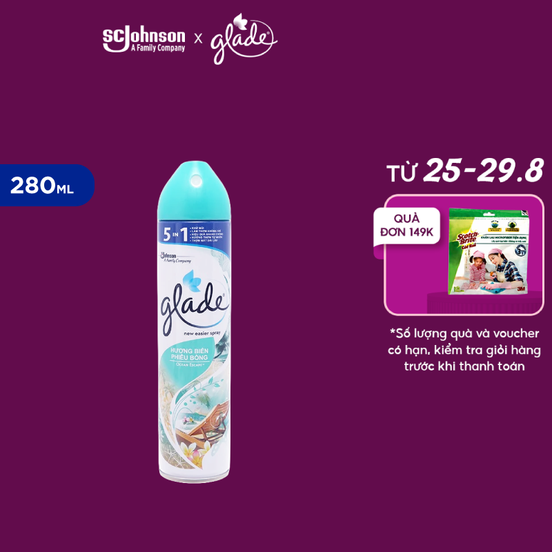 Glade xịt thơm phòng hương biển phiêu bồng 280ml