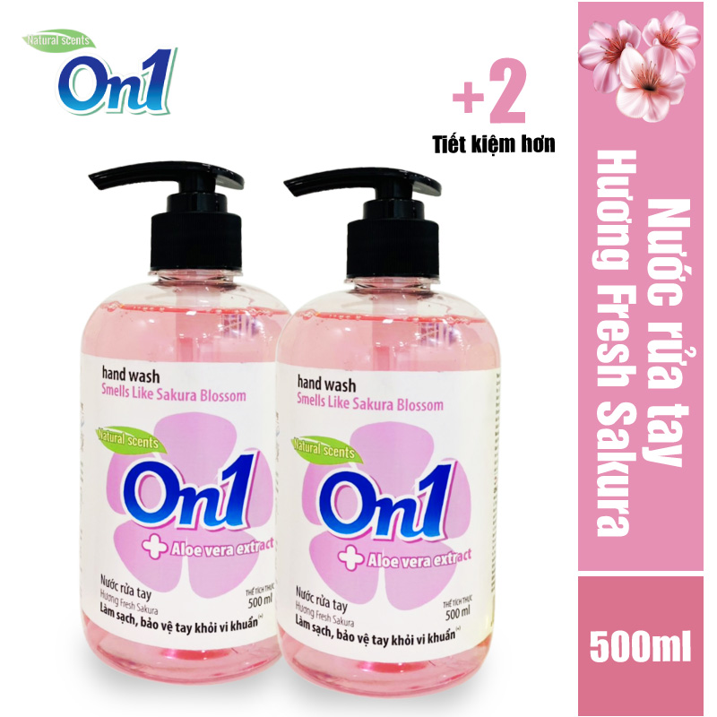 COMBO 2 chai nước rửa tay sạch khuẩn ON1 hương Fresh Sakura (2 chai x 500ml) RT506