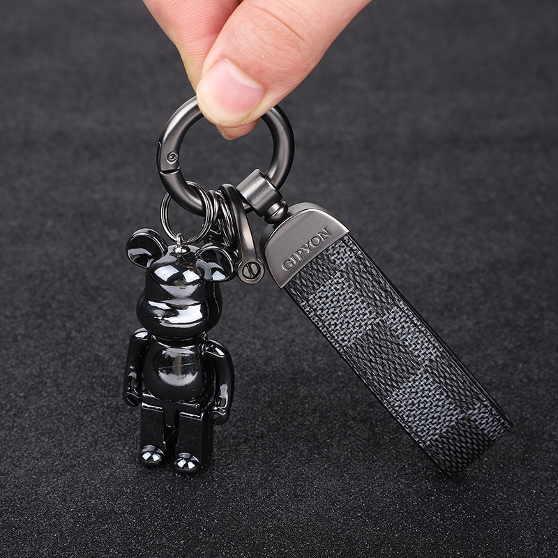 Móc khoá bearbrick dây da cao cấp, móc khóa xe phụ kiện túi xách