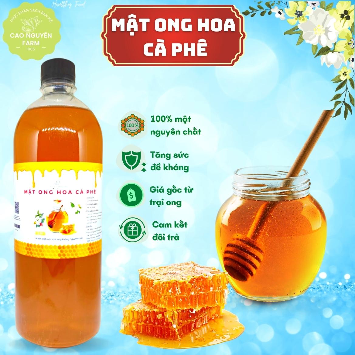 Mật ong nguyên chất hoa cà phê, mật ong nguyên chất, mật ong rừng cà phê ,hoàn tiền 120% nếu không phải mật thật - Cao Nguyên farm