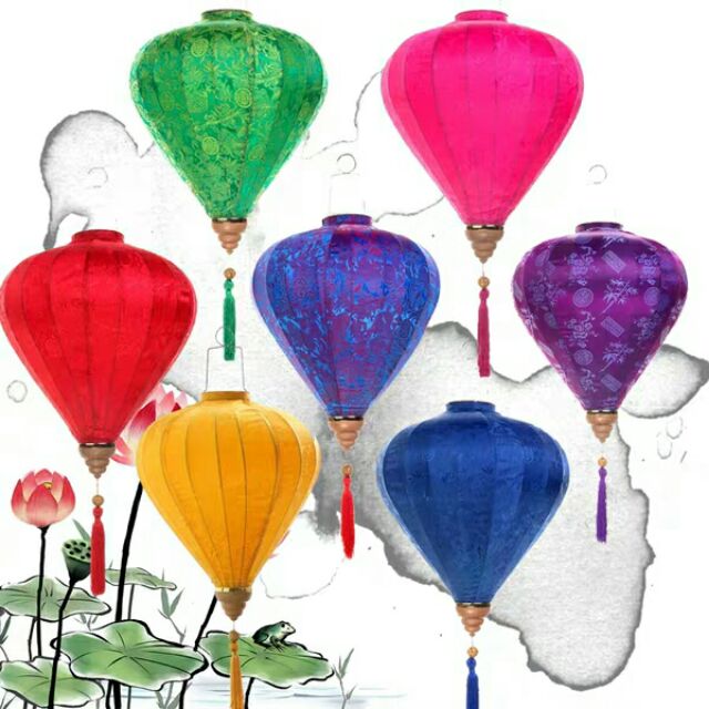 (Rẻ Vô Địch) Đèn Lồng Vải Gấm Hội An Size 30- 40, Đèn Lồng Củ Tỏi Loại Đẹp