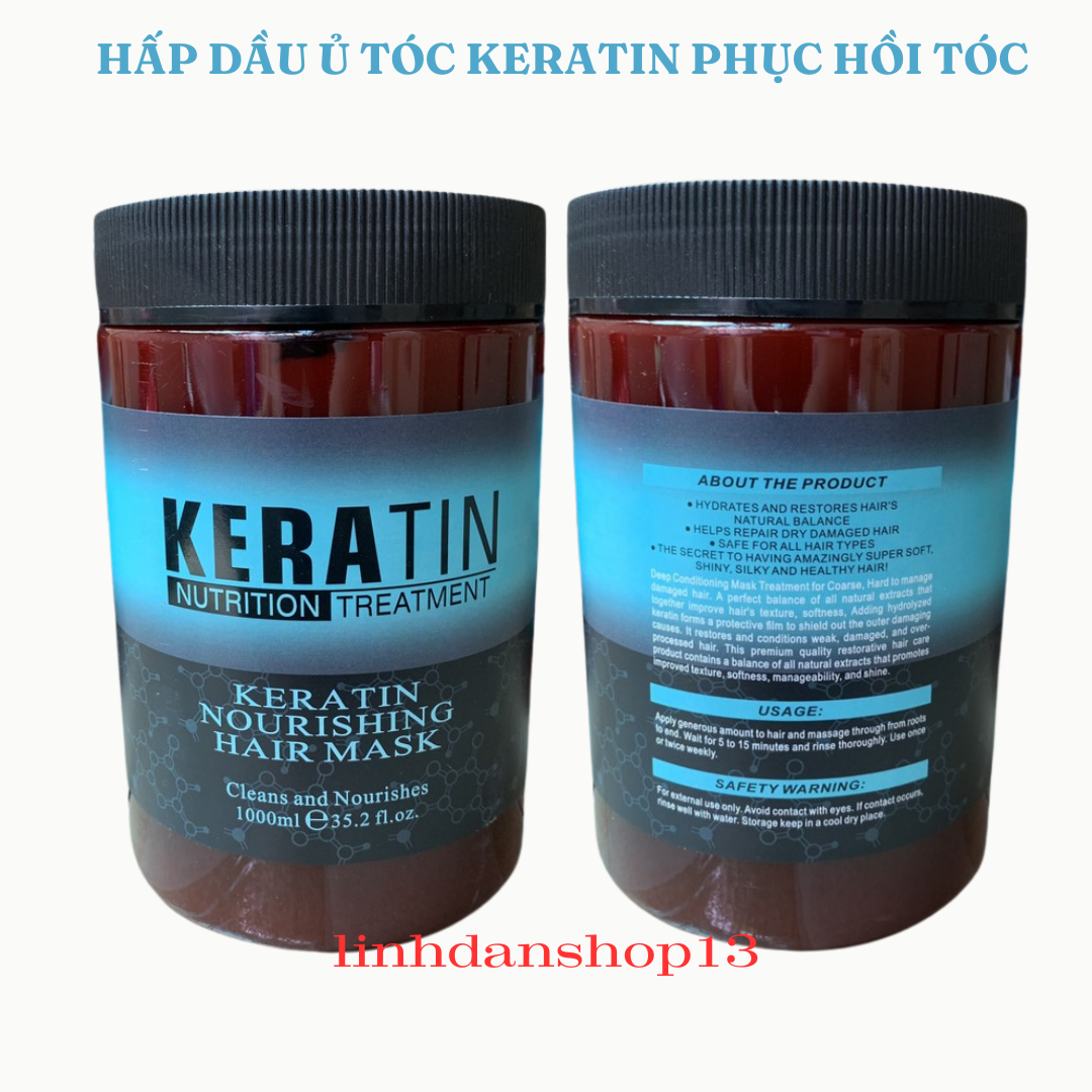 Hấp dầu tóc keratin collagen phục hồi hư tổn - 1000ml - xanh