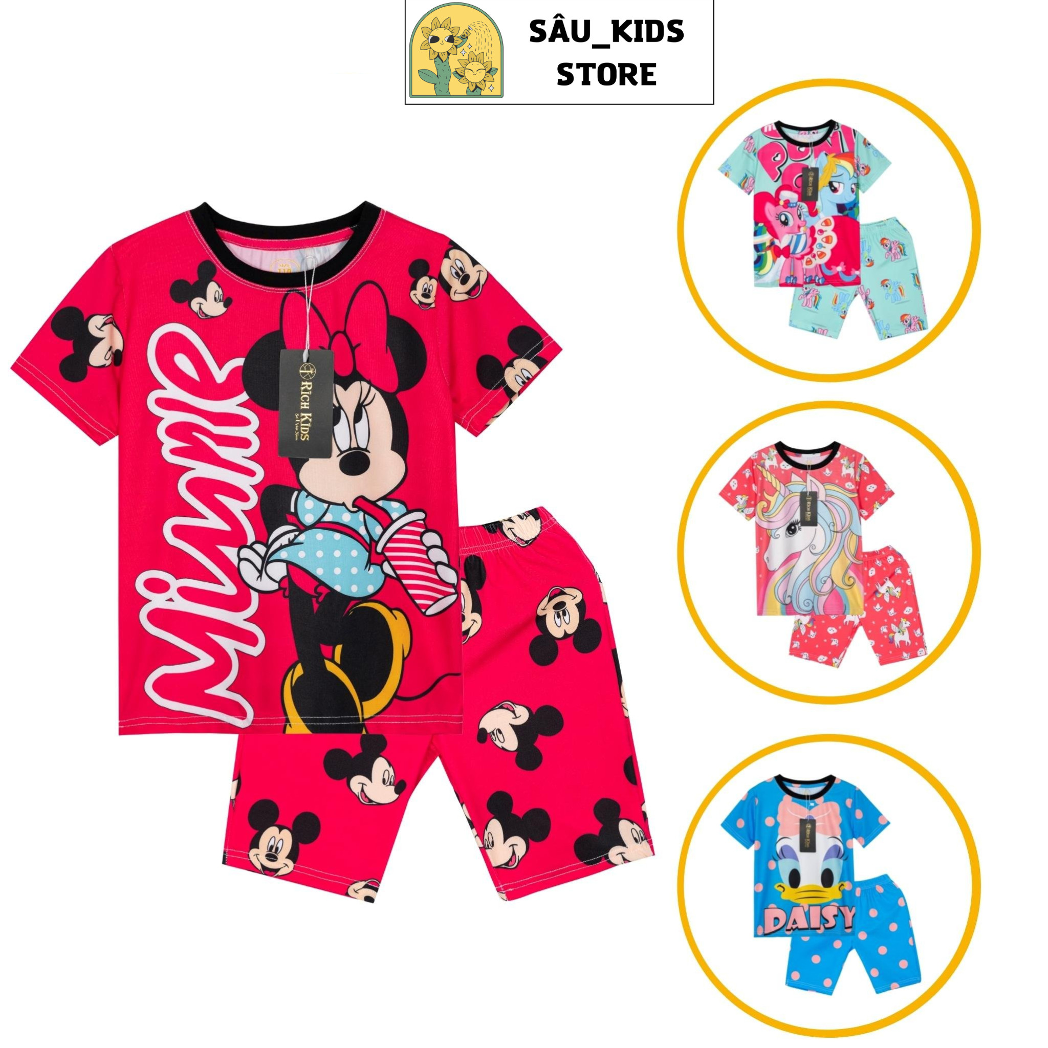 Quần áo bé gái, đồ bộ cho bé in hình dễ thương richkids r08