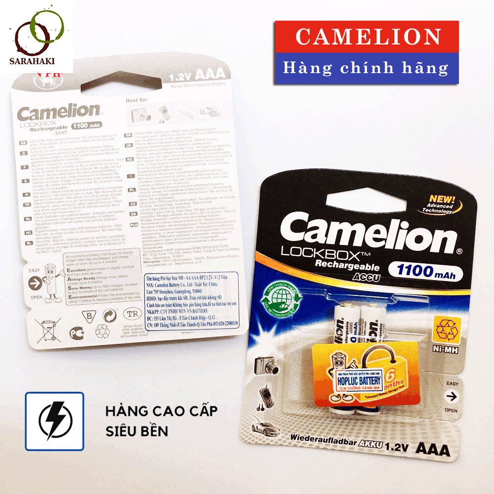 2 vỉ pin sạc aaa camelion 1100 mah, pin sạc đũa 1.2v