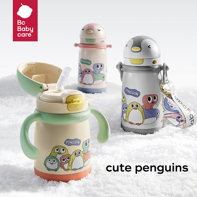 Bc Babycare 300mL 450mL Little Penguin Insulating Cup Infant Straw Cup