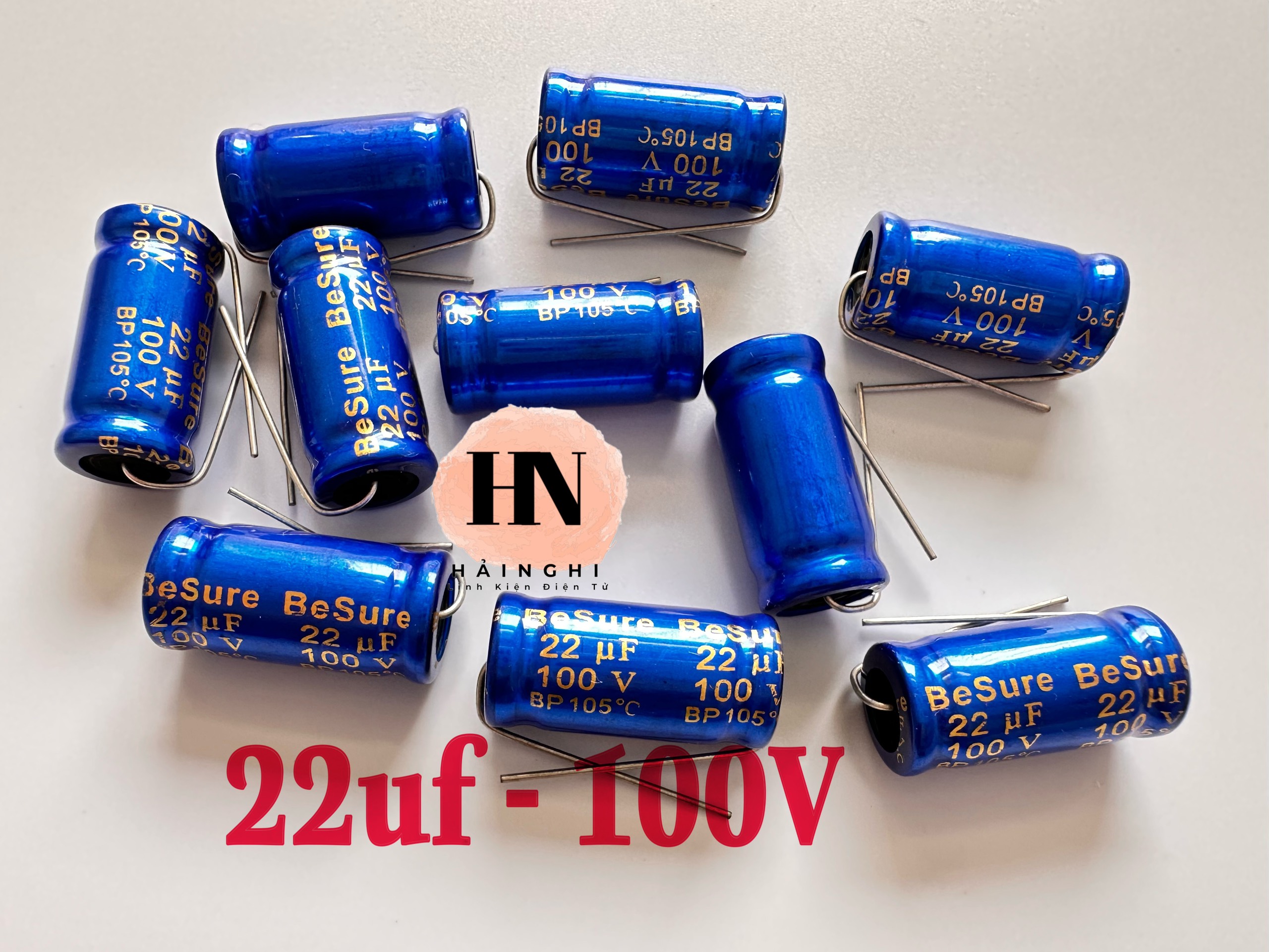Combo 5 tụ hóa - tụ cản loa besure 100v-4.7uf / 6.8uf / 10uf / 15uf / 22uf