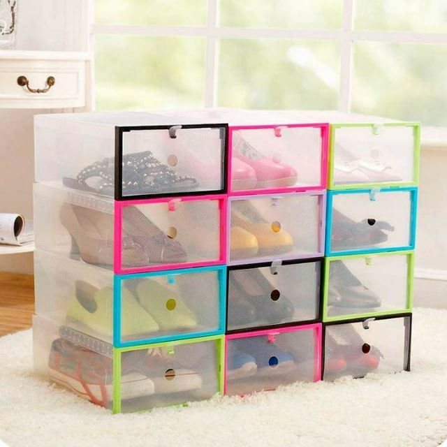 Set 10 hộp đựng giày dép có khung viền nhựa