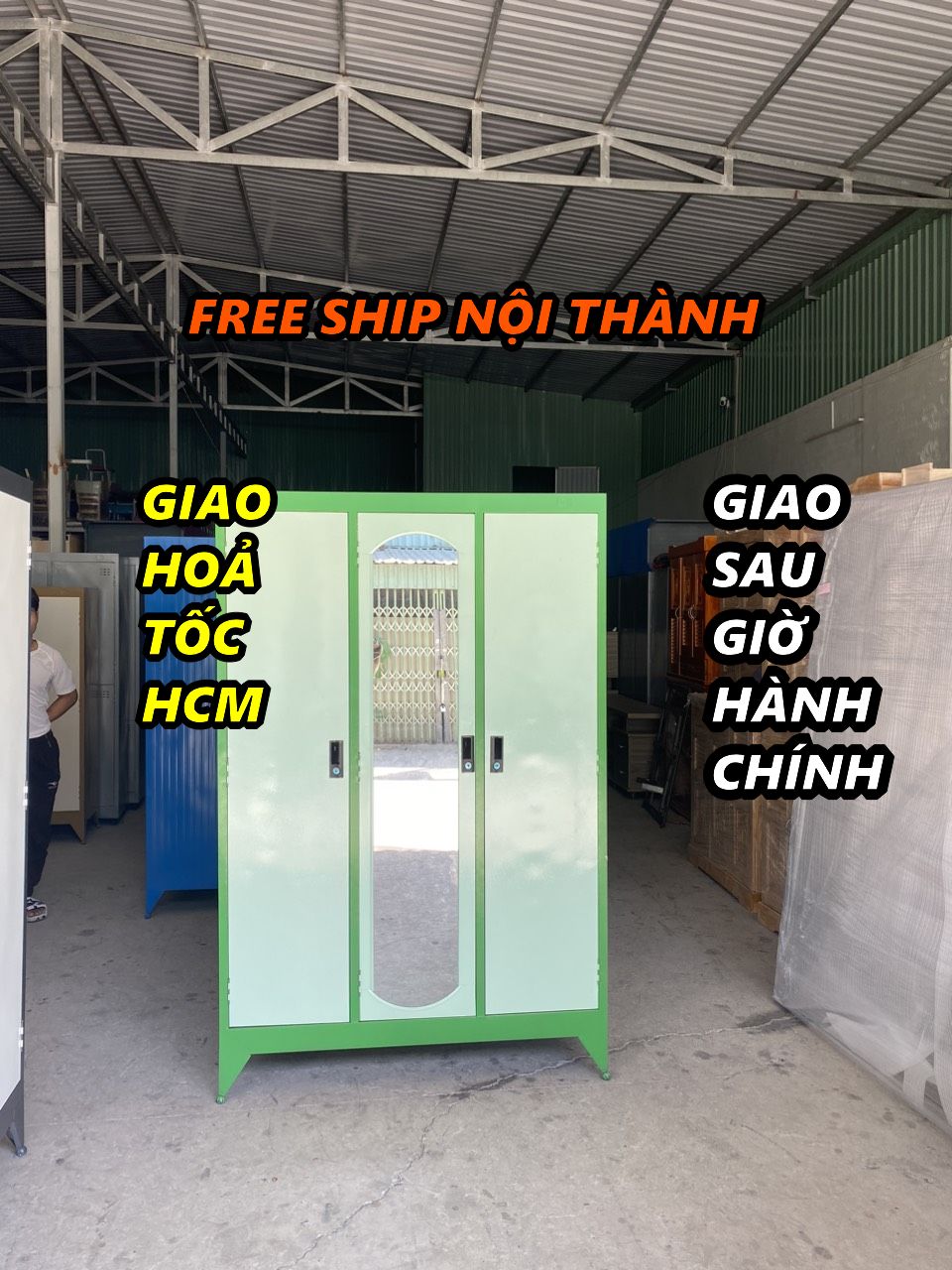 Tủ sắt áo quần 3 cánh sơn dầu 2 lớp giá rẻ