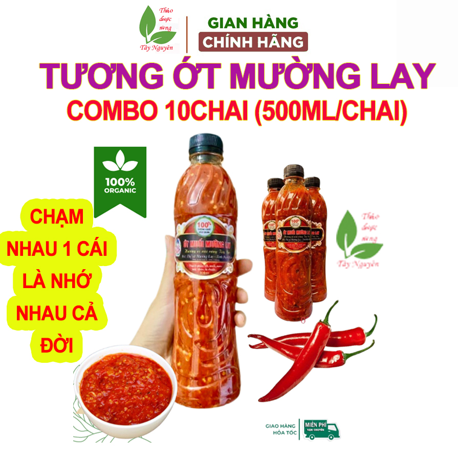 10 chai tương ớt Mường Lay, (chai 500ml), đổ sỉ tương ớt siêu cay, tương ớt điện biên, gia vị nhà bếp, gia vị chấm