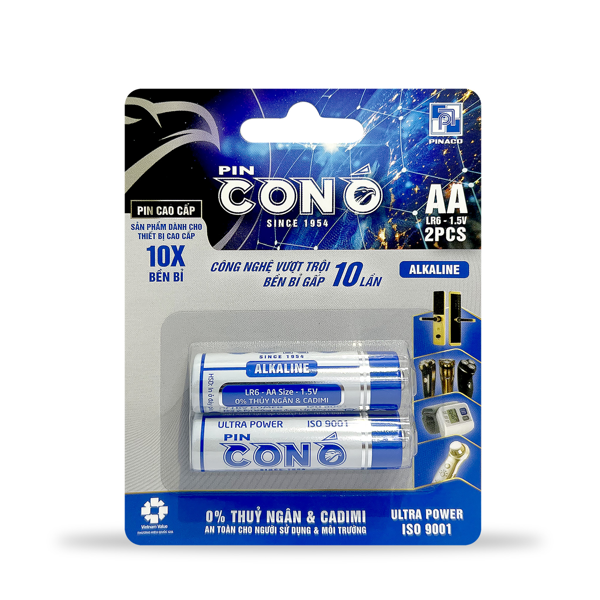 Combo 4 vỉ pin con ó alkaline lr6 - size aa - vỉ 2 viên