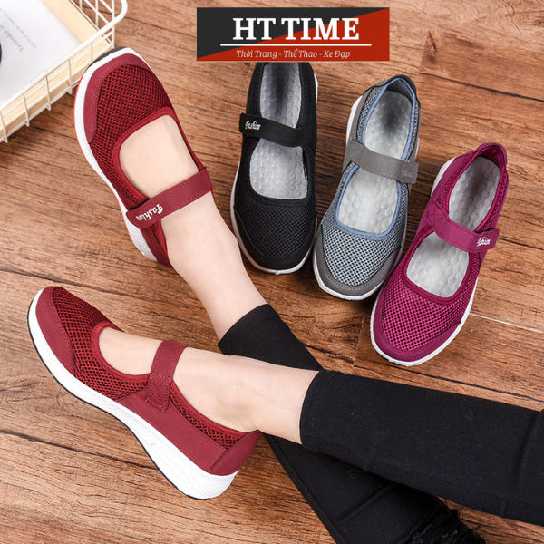 Giày Lười Nữ Siêu Êm Chân, Giày Vải Thể Thao Phối Lưới Trẻ Trung Siêu Thoáng Đi Chơi Đi Thể Dục