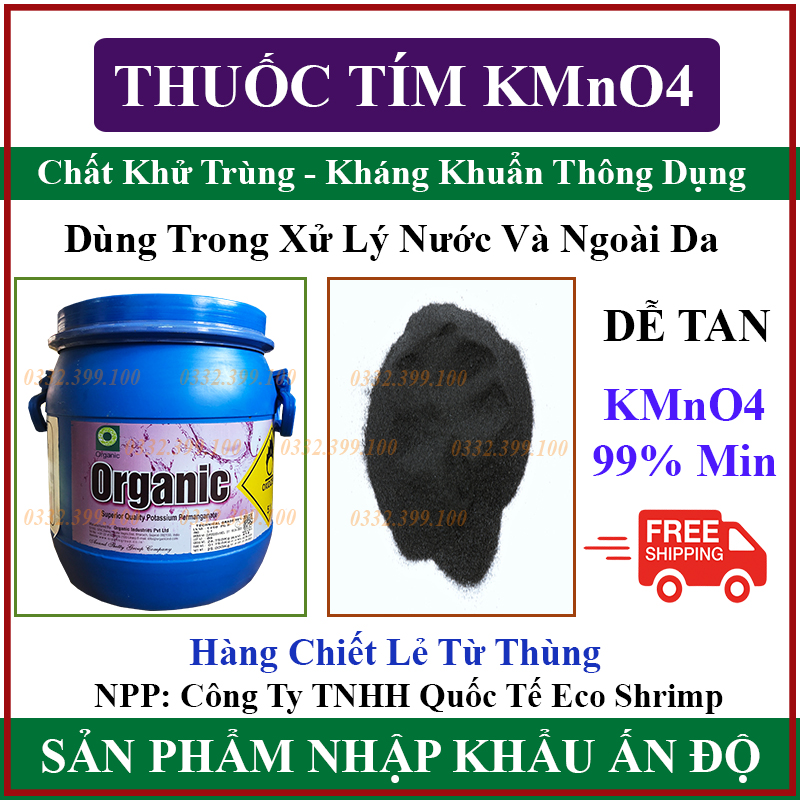 Gói 1kg thuốc tím ấn độ kmn04 nhập khẩu 100% khử trùng - kháng khuẩn - tắm cá cảnh