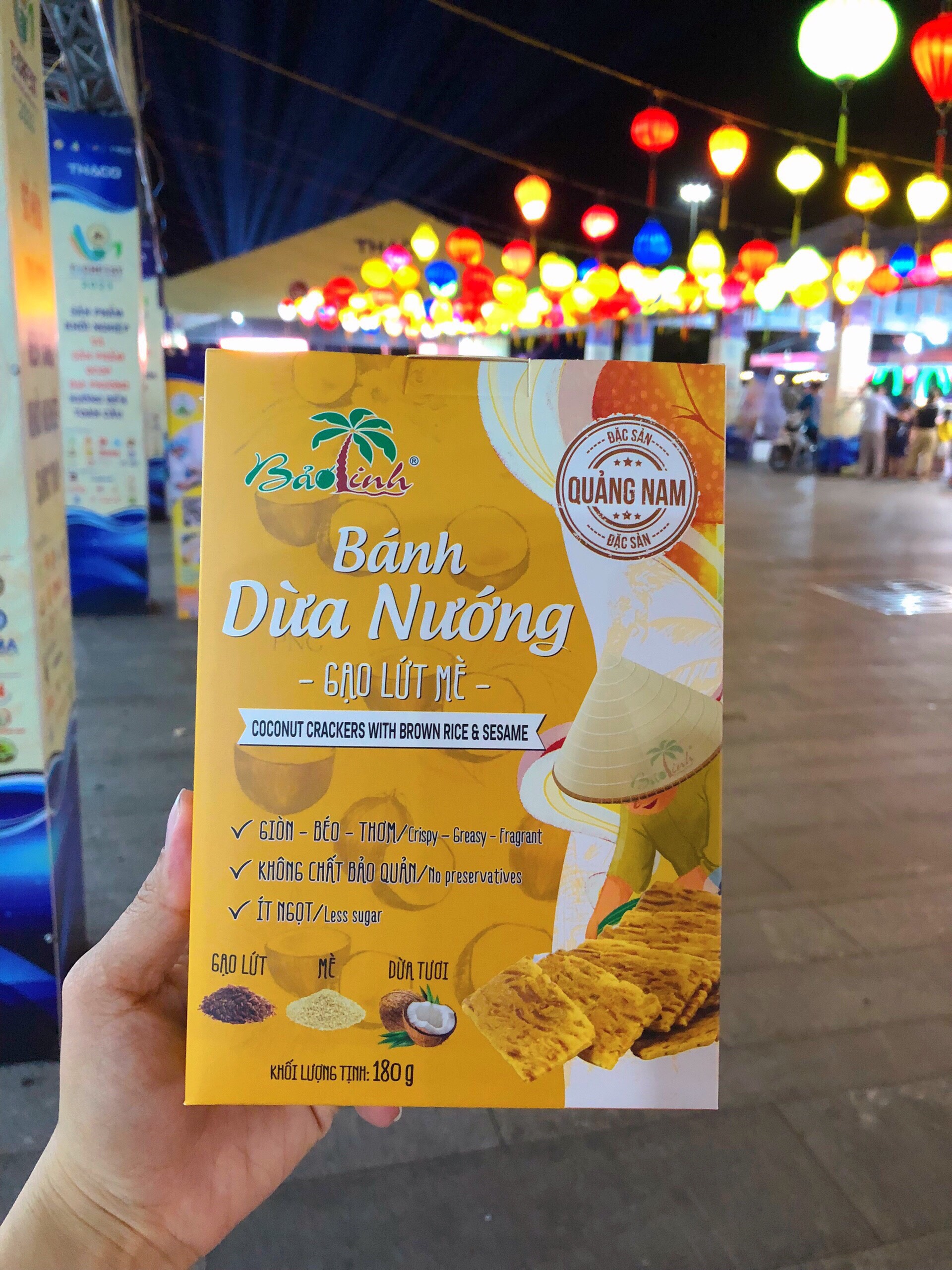 Bánh Dừa Nướng Gạo Lứt Mè Gạo Lứt Đậu Xanh Bảo Linh đặc sản Quảng Nam 180g