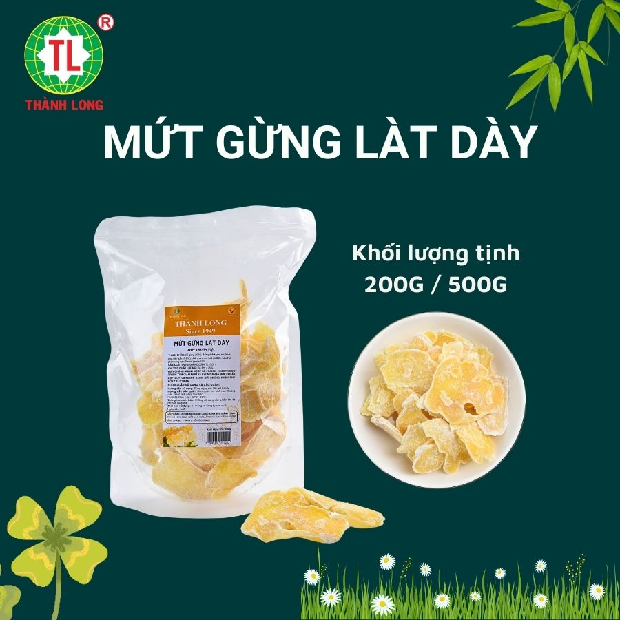 Mứt gừng lát dày thành long túi 500g/200g
