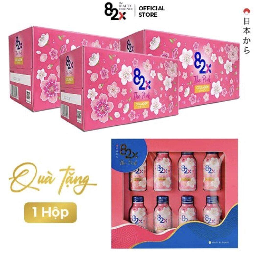 [FREESHIP] 82X The Pink Collagen 100ml, 1000mg Collagen - (Combo 3 Hộp - 30 Chai)  Tadesi- Nước Uống Đẹp Da Collagen - Chính hãng Nhật Bản