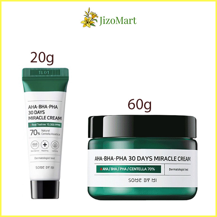 Kem Dưỡng Da Giảm Mụn Chiết Xuất Tràm Trà Some By Mi AHA-BHA-PHA 30 Days Miracle Cream (60g & 20g) - some by mi chính hãng