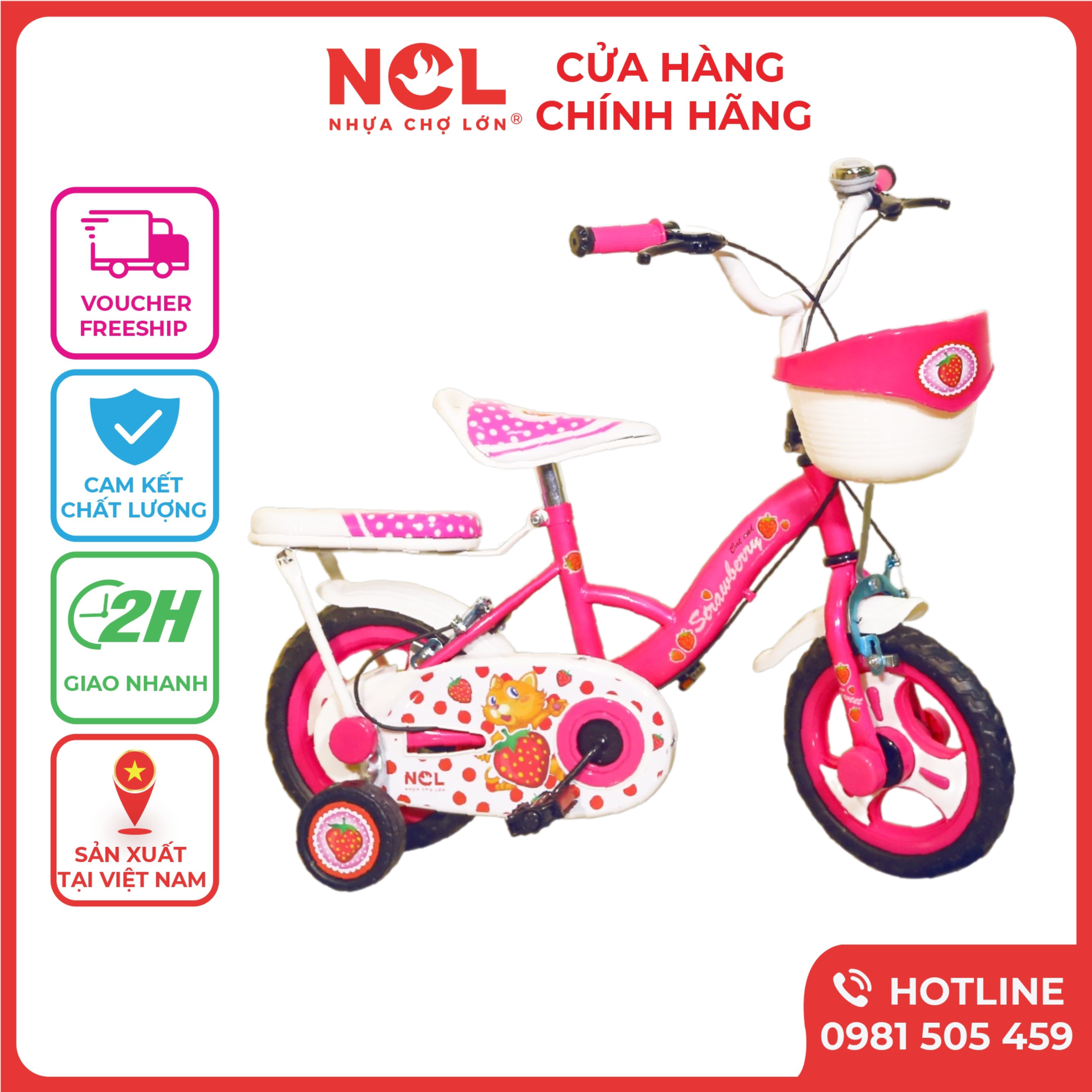 Xe đạp trẻ em nhựa chợ lớn 12 inch k101 dành cho bé từ 3 - 4 tuổi - m1774-x2b
