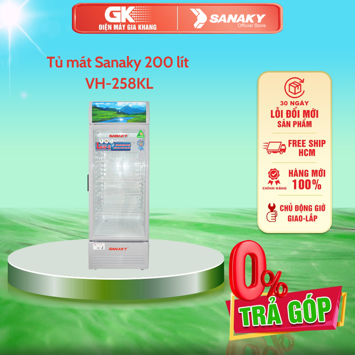 Tủ mát sanaky 200 lít vh-258kl - giao toàn quốc