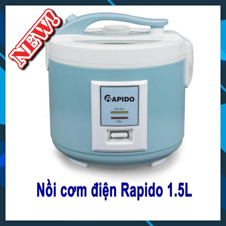 Nồi cơm điện Rapido, mặt kính cường lực trong suốt, dung tích 1.5 Lít, công suất 500W