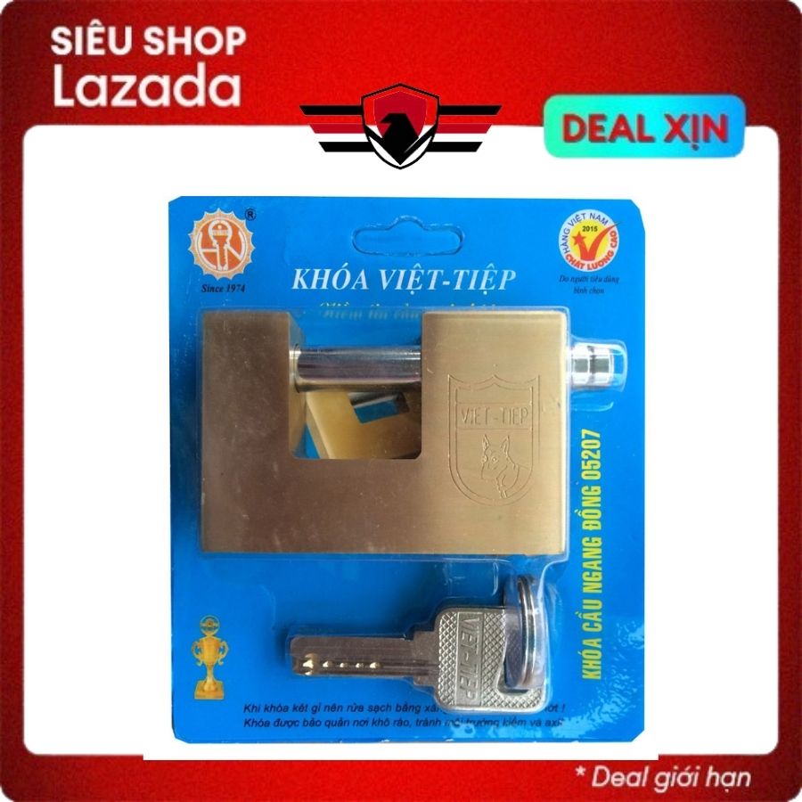 Ổ khóa cầu ngang đồng Việt Tiệp 05207 cực kỳ chắc chắn, cao cấp - Huy Tưởng