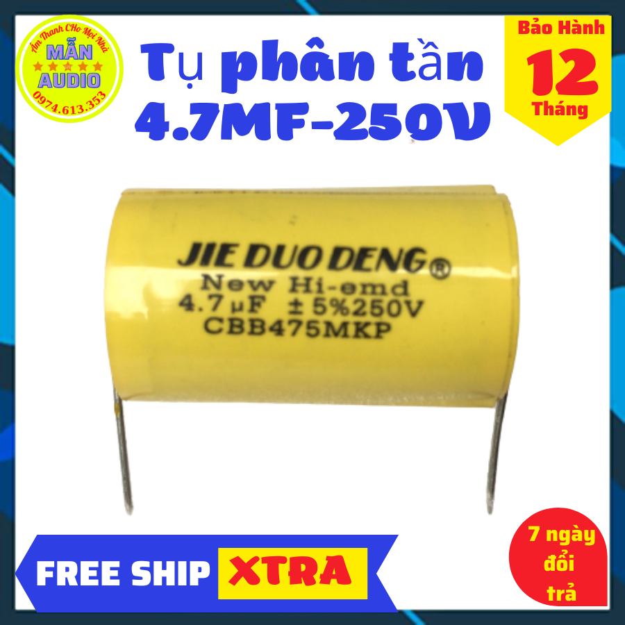 Tụ cản loa treble - 4.7uf - 250v - tụ phân tần loa cao cấp- giá 1 cái