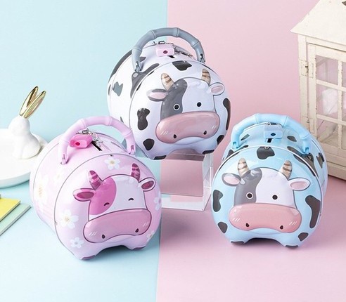 [HCM]Ống tiết kiệm hình bò sữa đáng yêu có khóa (nhiều màu)