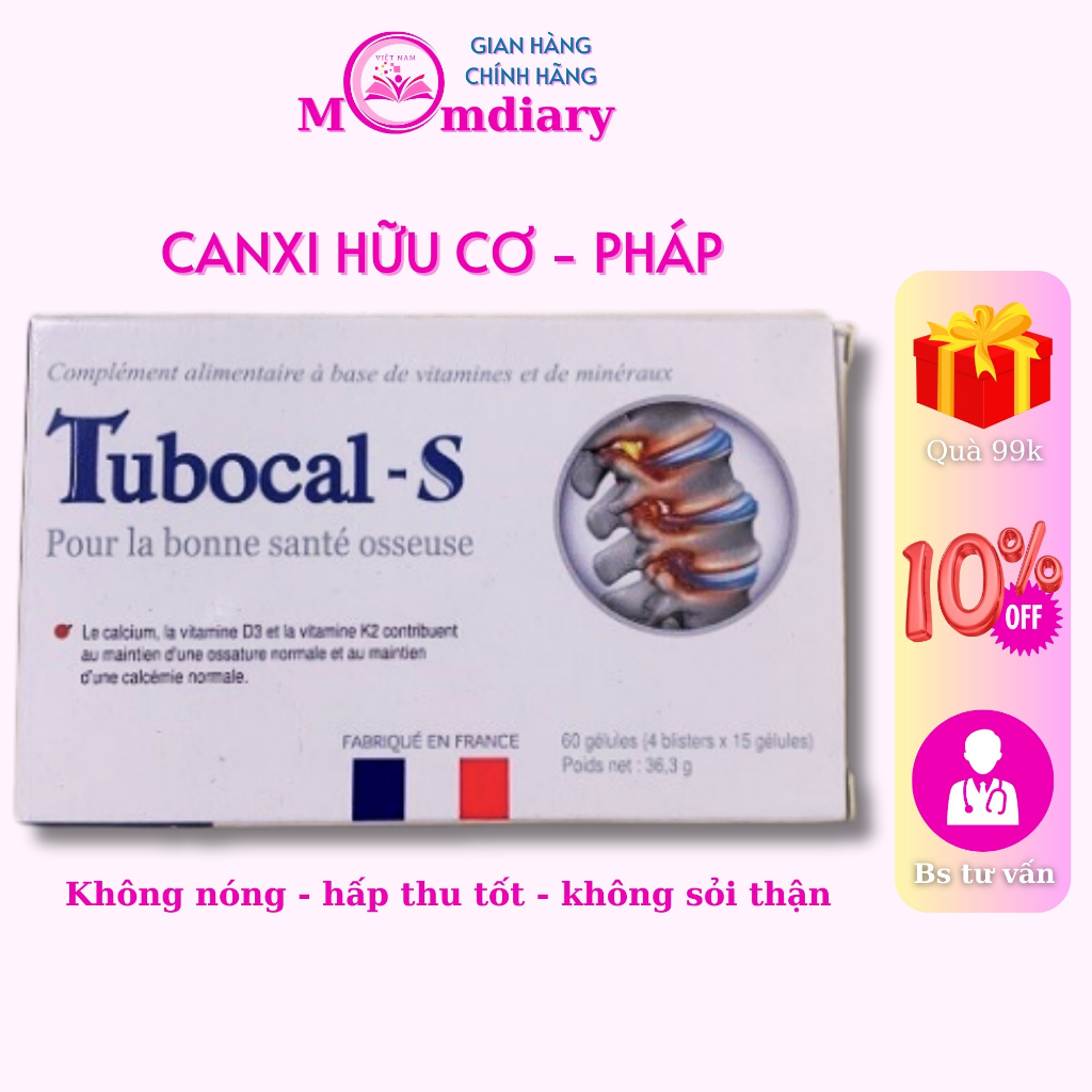 Canxi hữu cơ Tubocal-S 60 viên - Phòng chống thiếu canxi cho bà bầu và bà mẹ cho con bú có vỉ lẻ