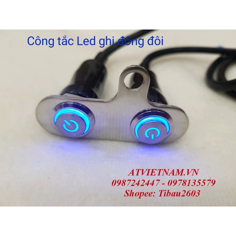 Công tắc LED Ghi đông trần nút đôi - pat thép nút đôi