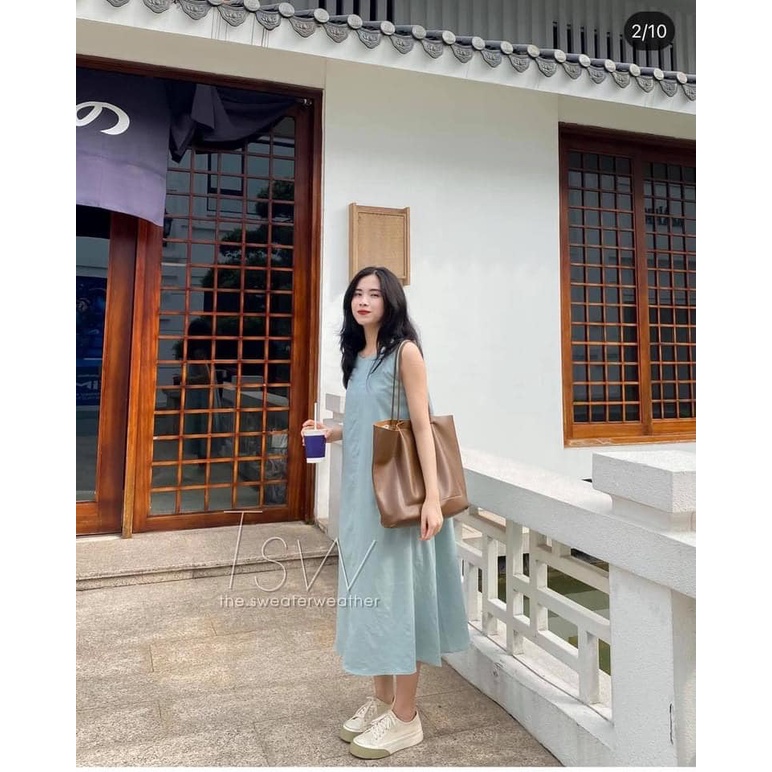 Váy đũi sát nách - Đầm đũi ba lỗ dáng dài (hàng sẵn)