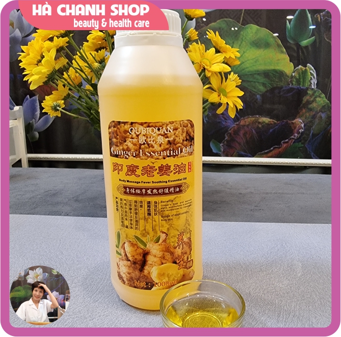 Dầu gừng massage body dầu mát xa nóng ấm chai 1 lít - Hà chanh shop