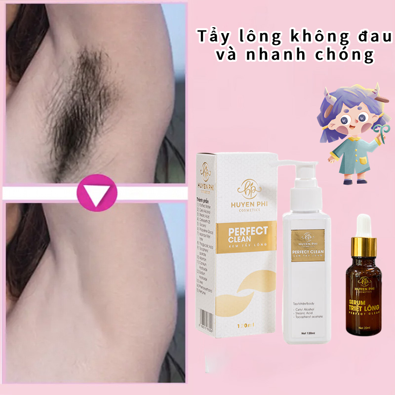 Combo kem tẩy lông triệt lông vĩnh viễn gồm 1 kem tẩy lông siêu mạnh huyền phi + 1 serum huyền phi sạch mọi loại lông