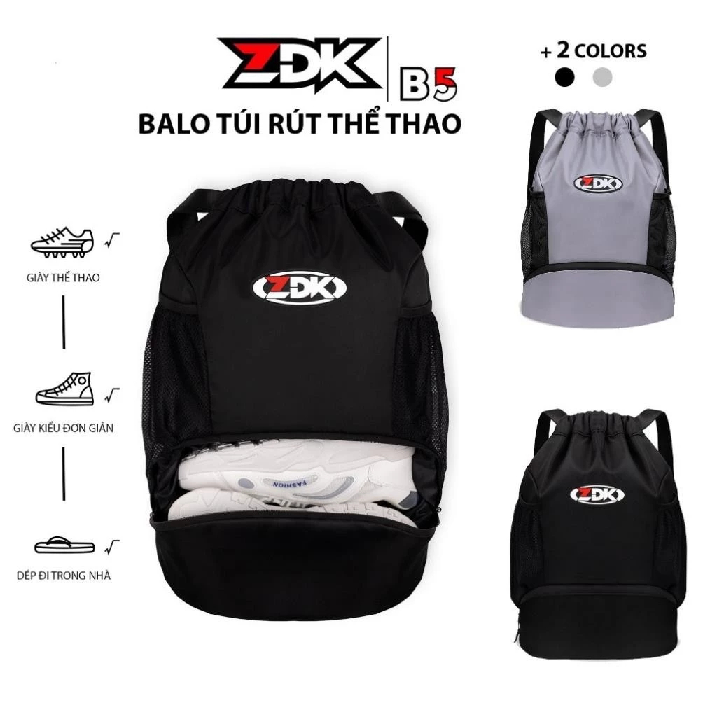 Balo Túi Rút Thể Thao ZDK B5 Có Ngăn Đựng Giày, Chống Nước Nhẹ, Dây Đeo Chắc Chắn, Dung Tích 18L