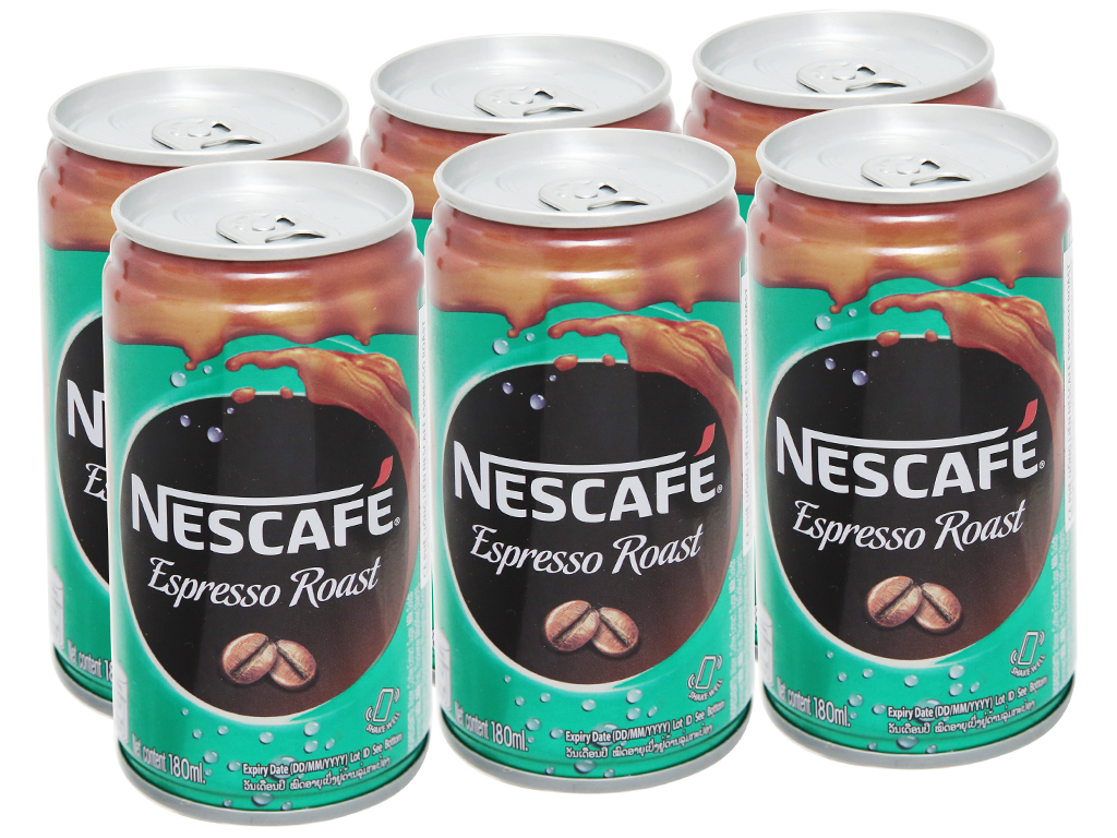 6 lon cà phê sữa NesCafé Espresso Roast 180ml