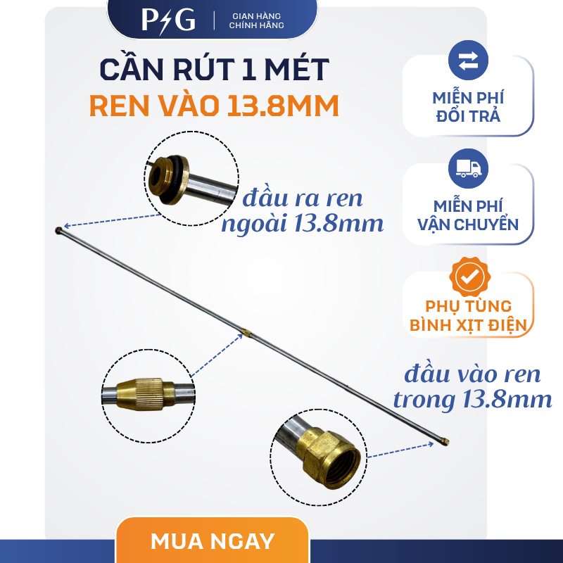 Cần rút inox chuyên dùng cho bình xịt điện đủ kích cỡ 0.5m - 1m
