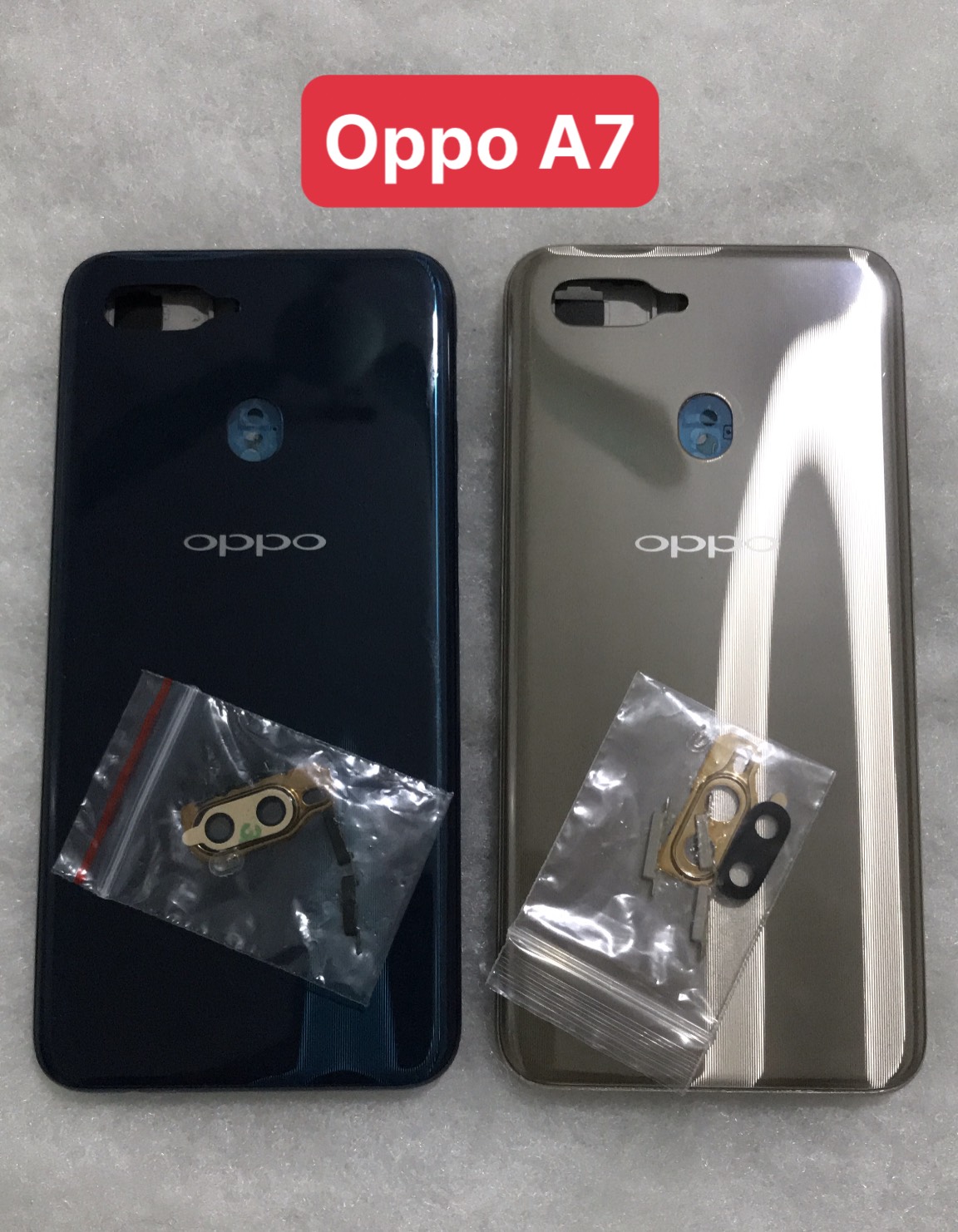 Bộ vỏ sườn oppo A7 zin - kèm kính camera.phím