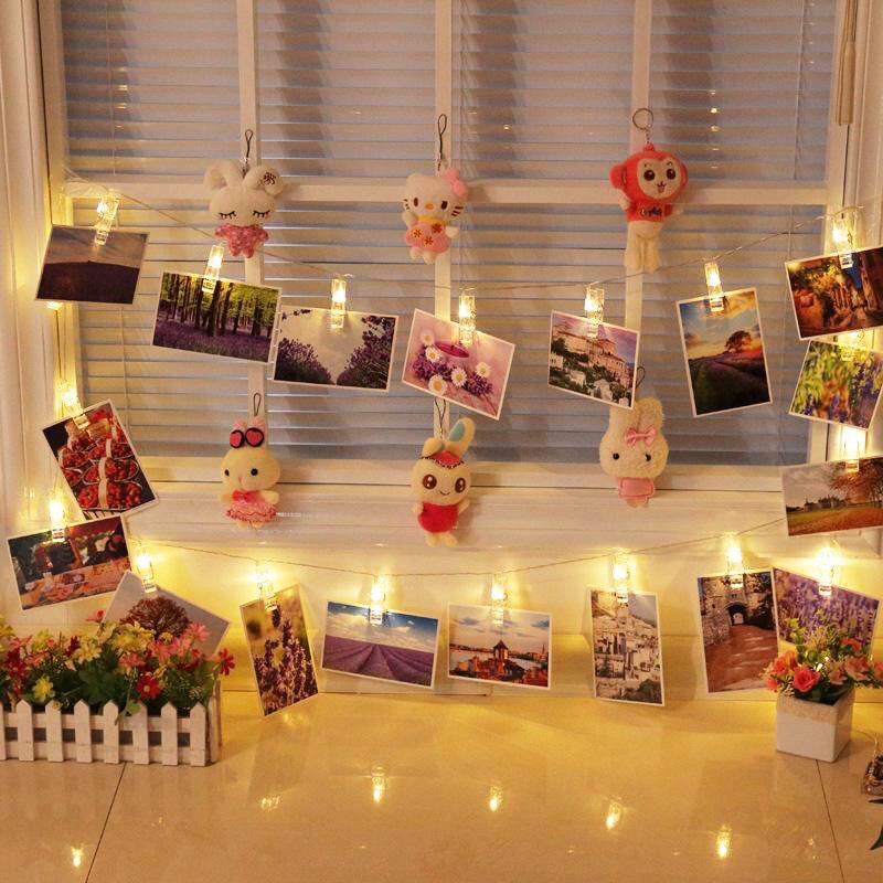 Dây đèn led kẹp 20 bóng mộng mơ ,thích hợp trang trí nhà cửa ,phòng ngủ ,tiệc sinh nhật ,chạy bằng pin AA