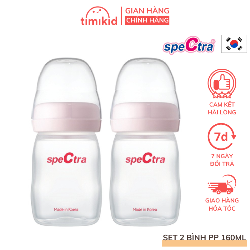 Bộ Hai Bình Trữ Sữa Cổ Rộng PP Spectra 160ml - Chính hãng Hàn Quốc