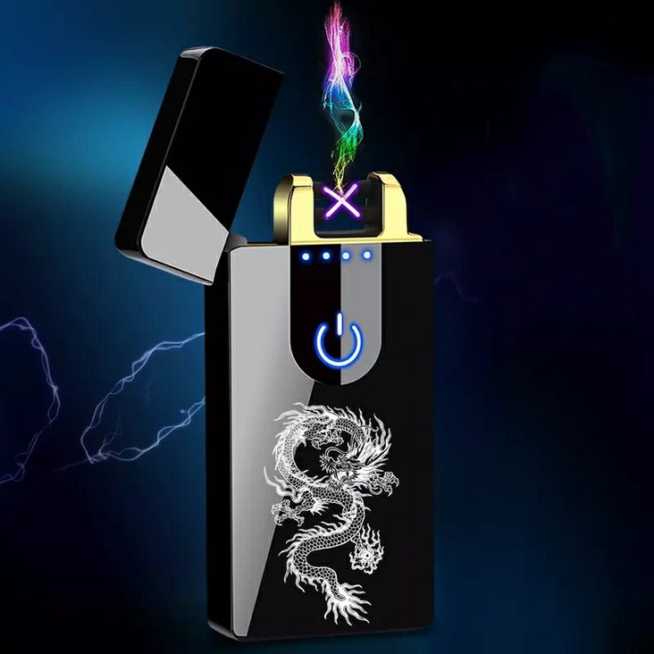 [HCM]bật lửa điện plasma có đèn led hiển thị Pin nút nguồn cảm ứng