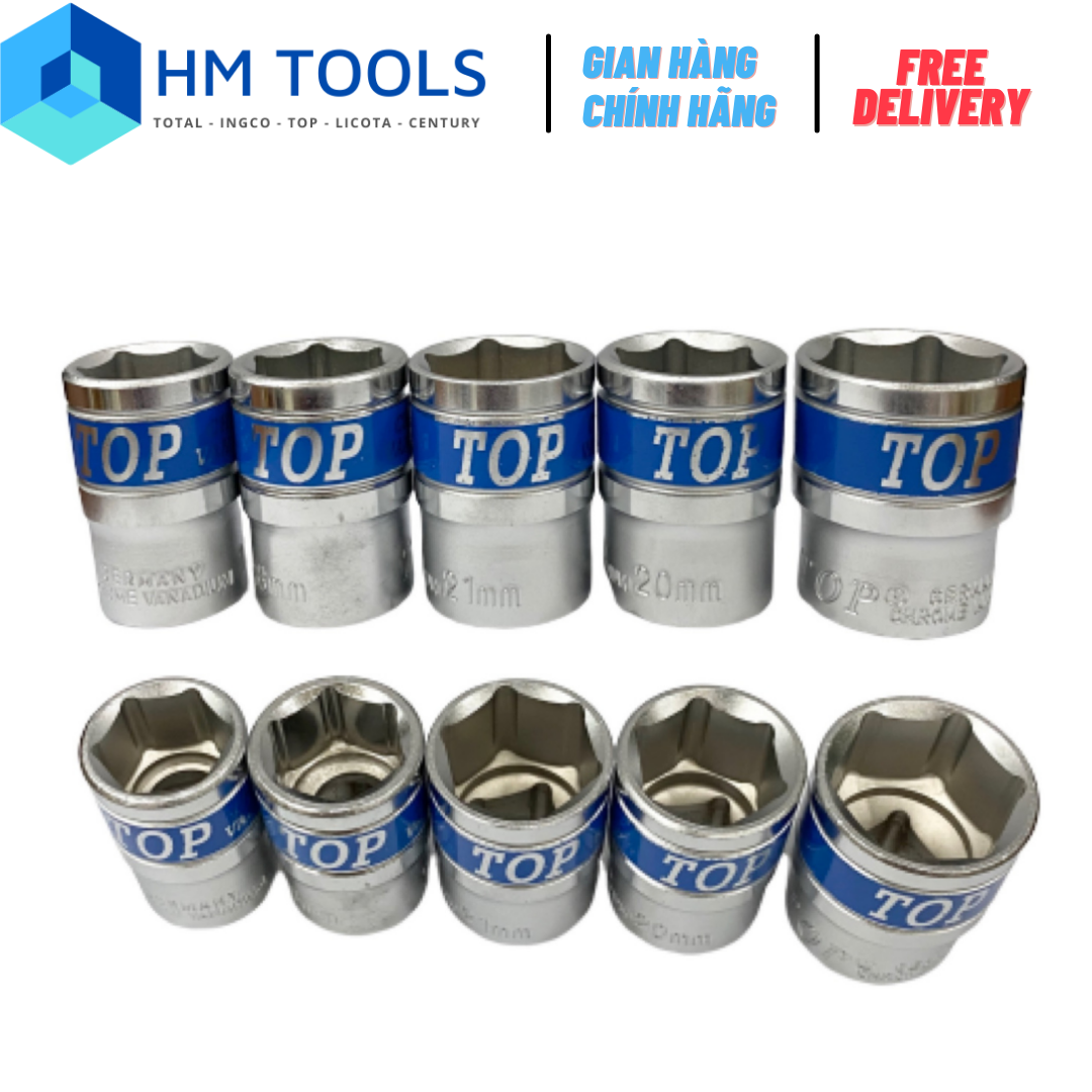 Đầu tuýp 1/2" 6 cạnh lục giác top - tuỳ chọn size 8-32mm - thép cr-v không gỉ cao cấp
