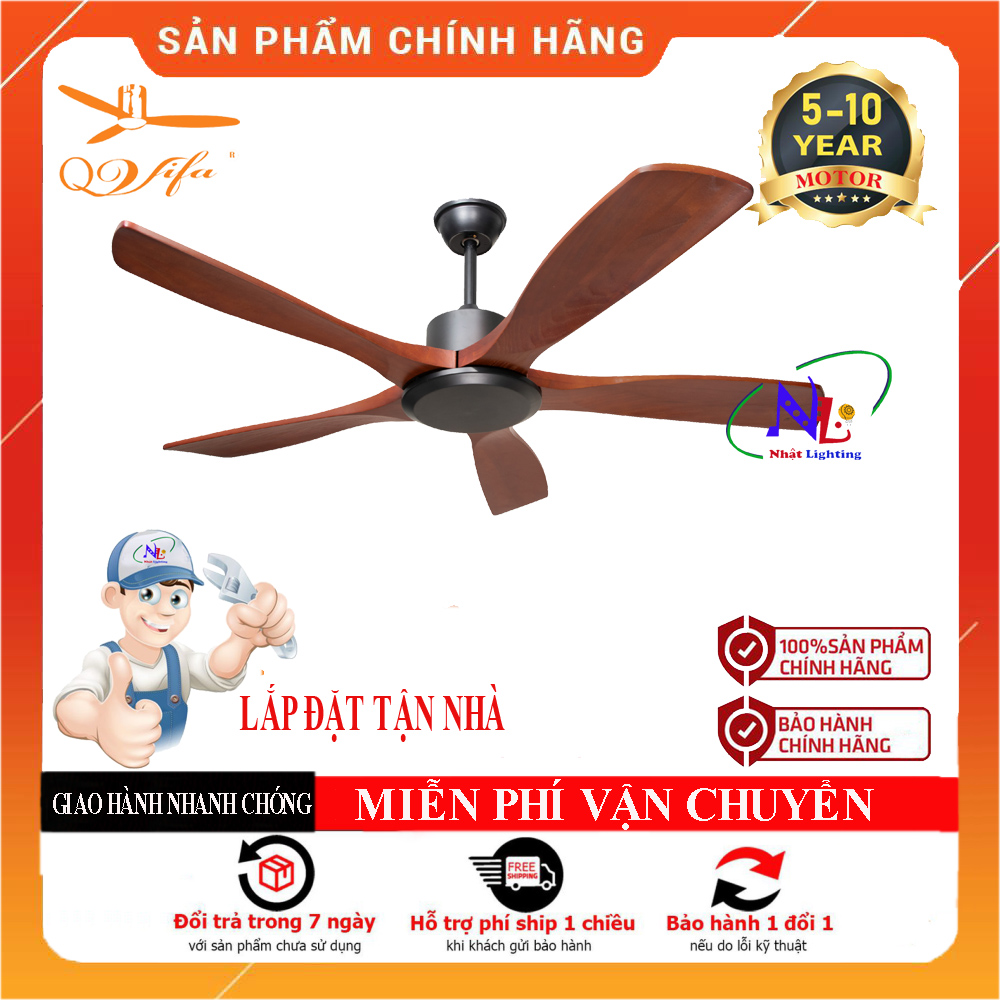 Quạt trần hiện đại - Quạt trần trang trí - Quạt trần cánh gỗ Qvifa-76VF59
