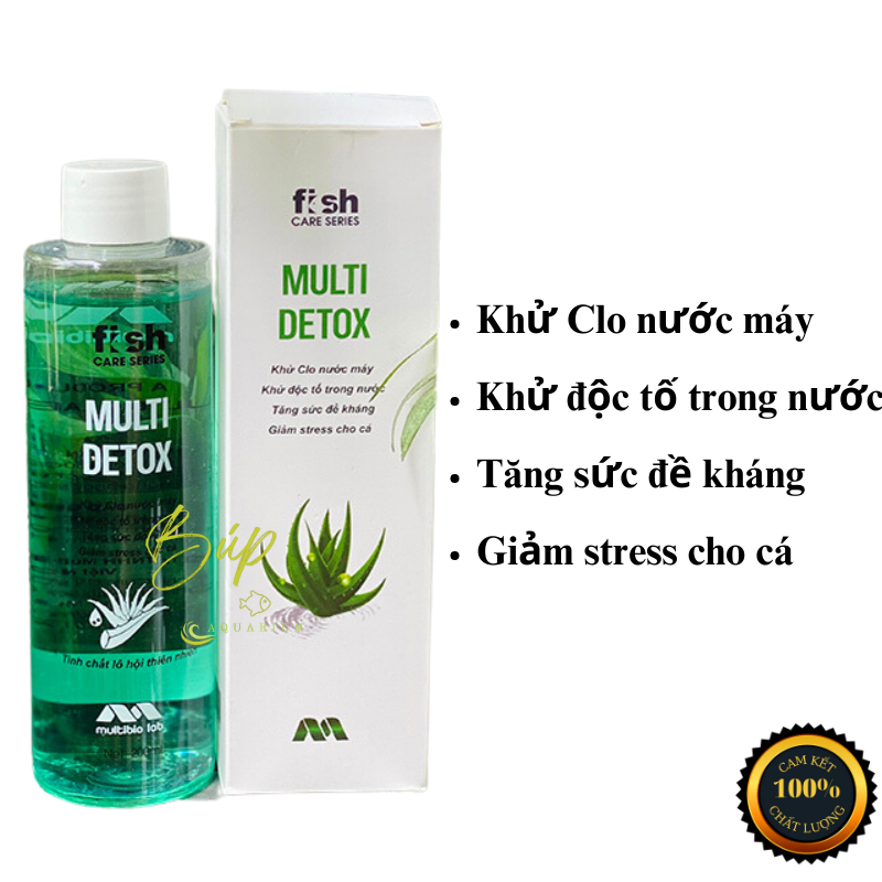 Multi detox dung dịch khử clo nước máy khử độc tố trong nước tăng sức đề kháng và giảm stress cho cá tép cảnh thủy sinh