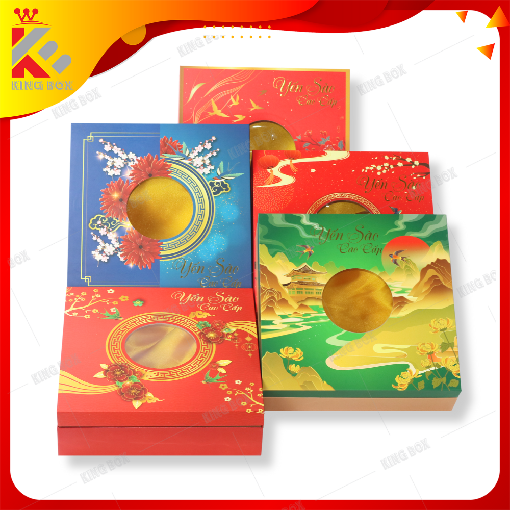 Hộp quà tặng đựng yến sào cao cấp 100g kèm túi giấy KINGBOX (khay 0 đường)