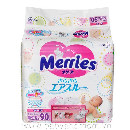 Bỉm dán Merries size SS90 miếng cho bé 0-5kg Nhập Khẩu Nhật Bản