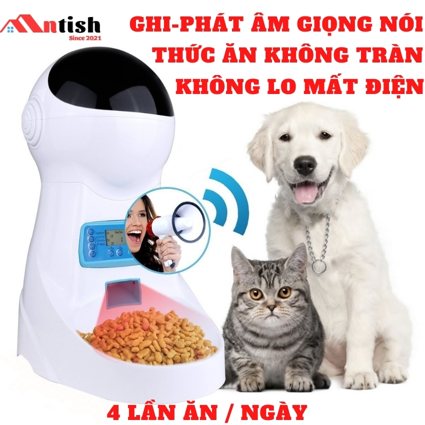 [Free ship+Quà 69k]Bát (khay) cho chó mèo ăn tư động AP9. Máy cho ăn hẹn giờ, phát âm giọng,thức ăn không bị tràn, tặng áo cho pet 69k- ANTish
