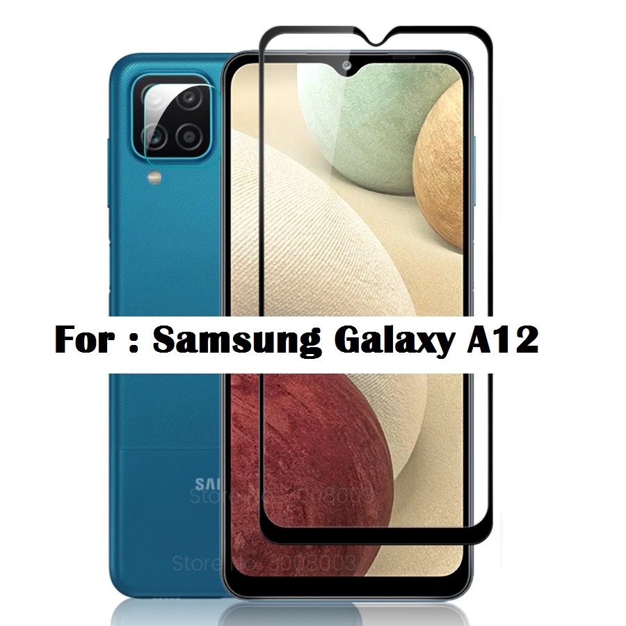 [FULL-ĐEN] Combo 3 Miếng kính cường lực Full viền màn hình điện thoại Samsung Galaxy A12