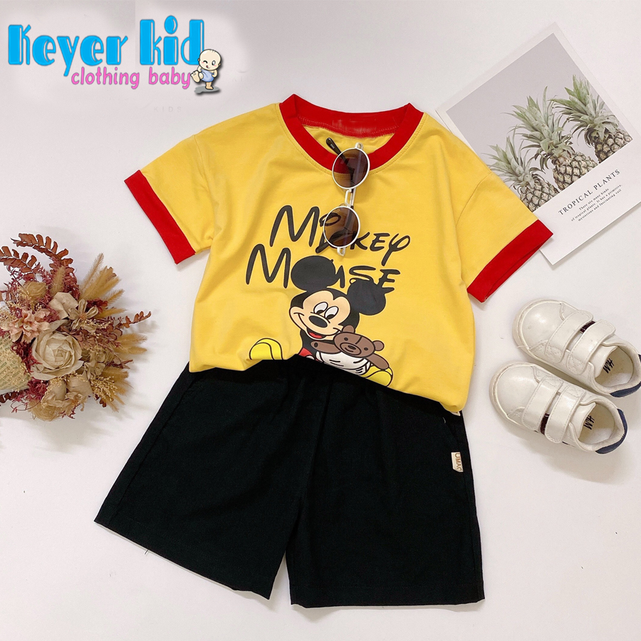 [HÀNG VN XUẤT] Sét Bộ Quần Áo Bé Trai - Bé Gái Mặc Hè, Vải Cotton 2C Hình MICKEY Siêu Dể Thương Phong cách KEYER KID VN SZ98NEW