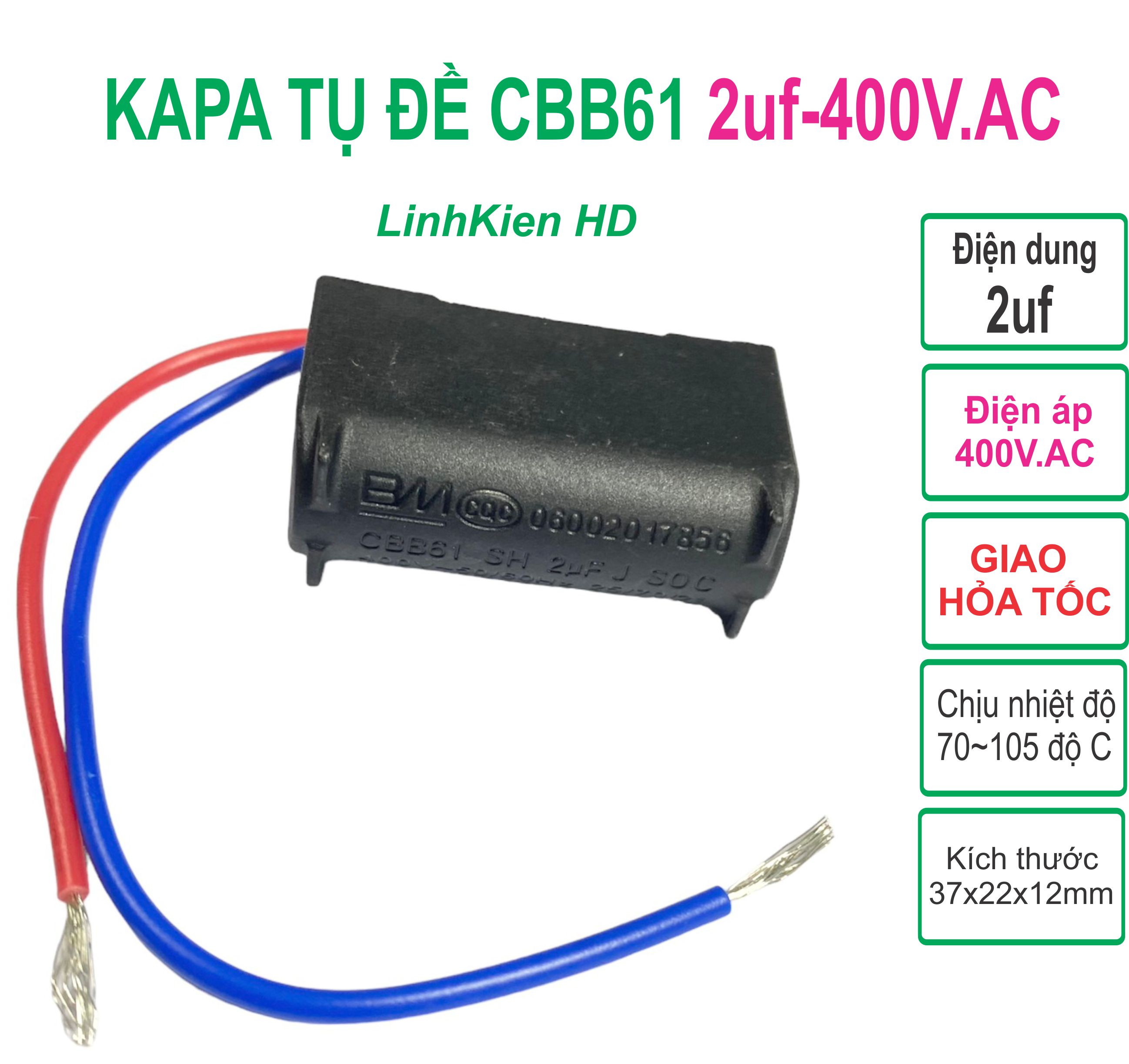 Capa tụ đề quạt 2uf 400v kapa - linhkien hd