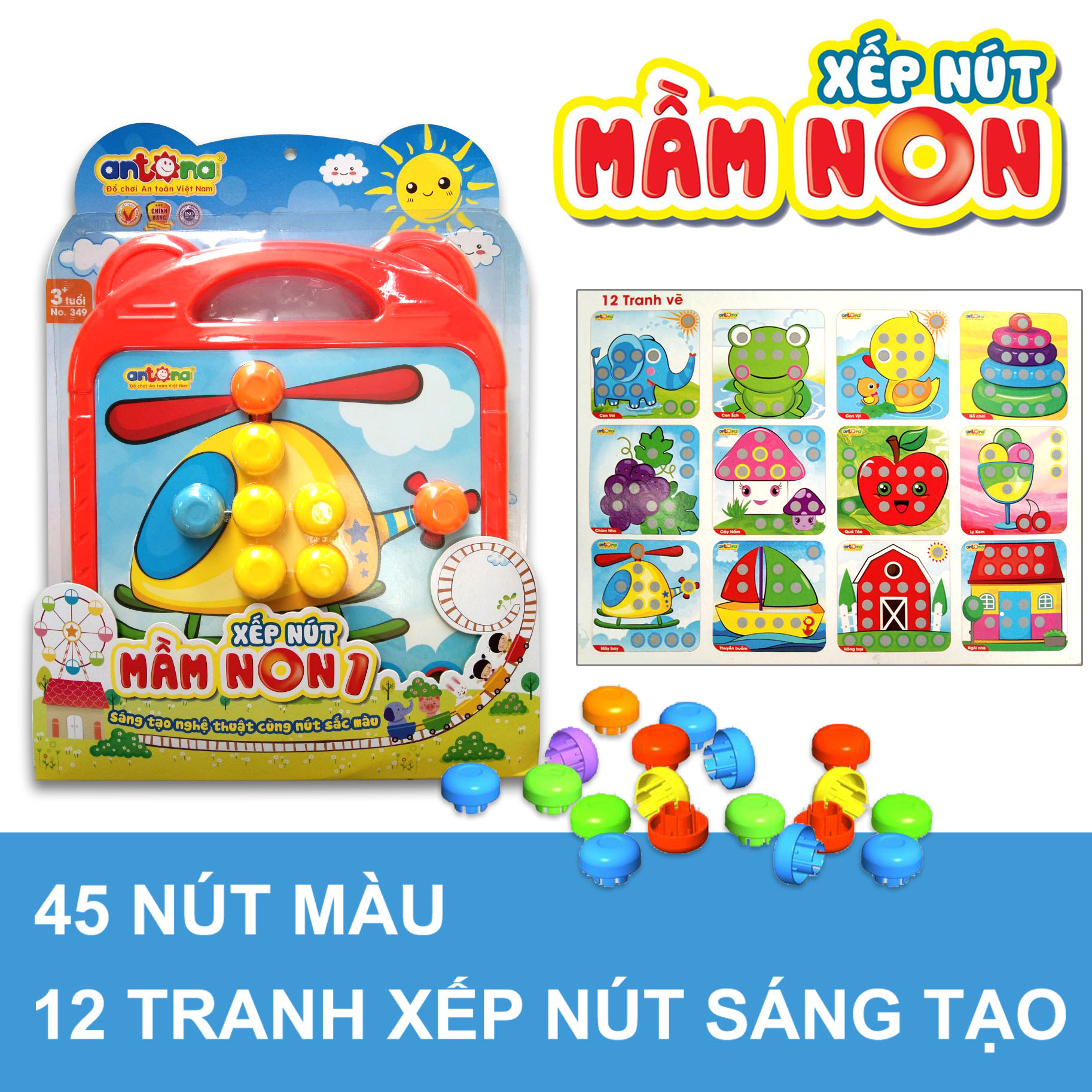 Xếp nút mầm non - Đồ chơi phát triển sáng tạo - Antona hàng Việt Nam chính hãng